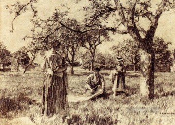 田舎の風景を乾かすためにリネン類を置く洗濯婦たち 農民レオン・オーギュスティン・レルミット Oil Paintings
